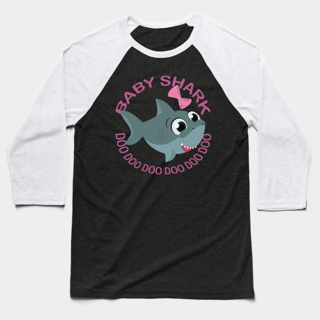 Baby Sharky Shark Baseball T-Shirt by Nori